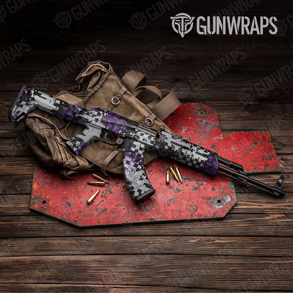 Broken Plaid Purple Tiger Gun Skin Vinyl Wrap