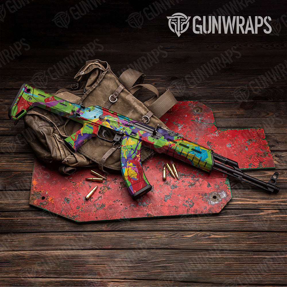 Paint Splatter Green Gun Skin Vinyl Wrap