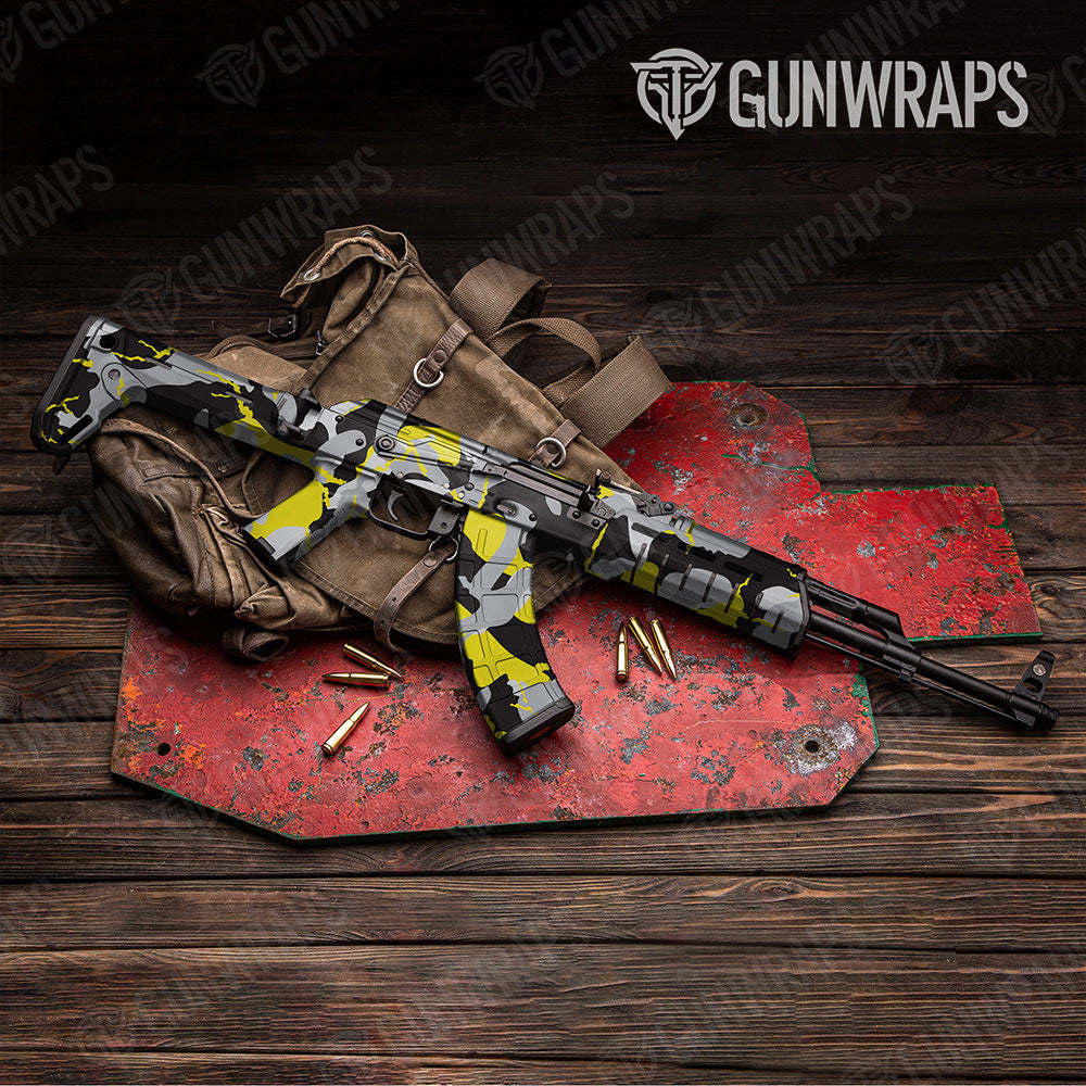 Ragged Yellow Tiger Gun Skin Vinyl Wrap