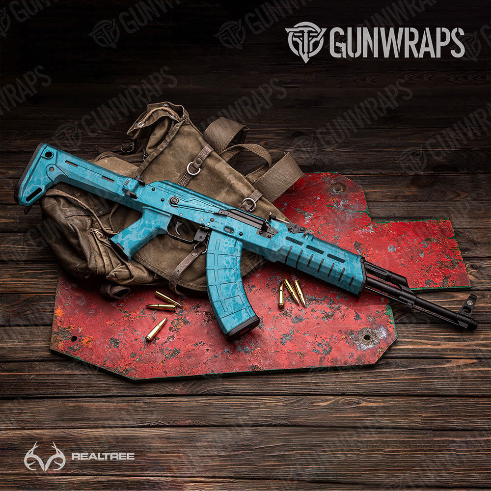 Realtree WAV3 Light Blue Gun Skin Vinyl Wrap