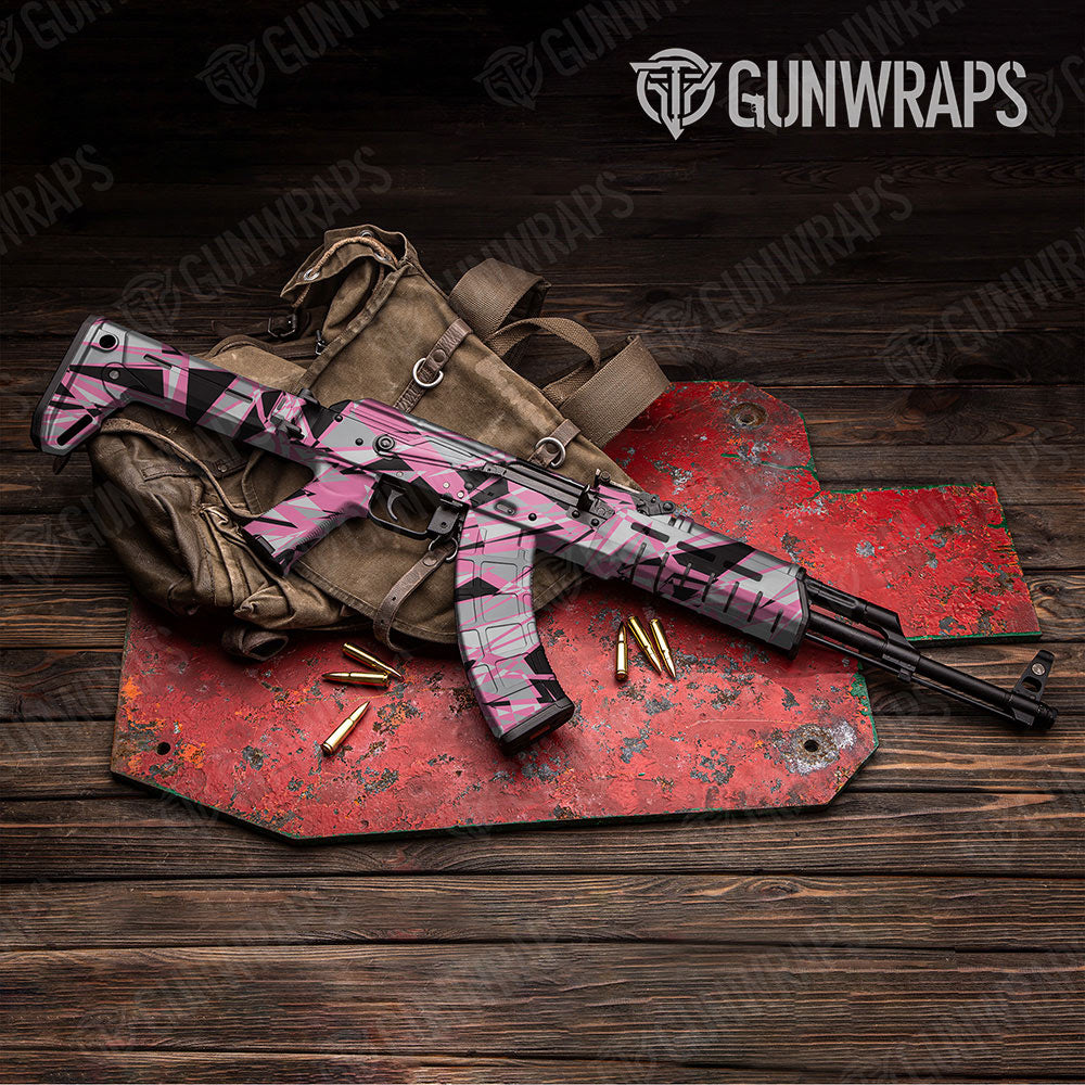 Sharp Pink Tiger Gun Skin Vinyl Wrap