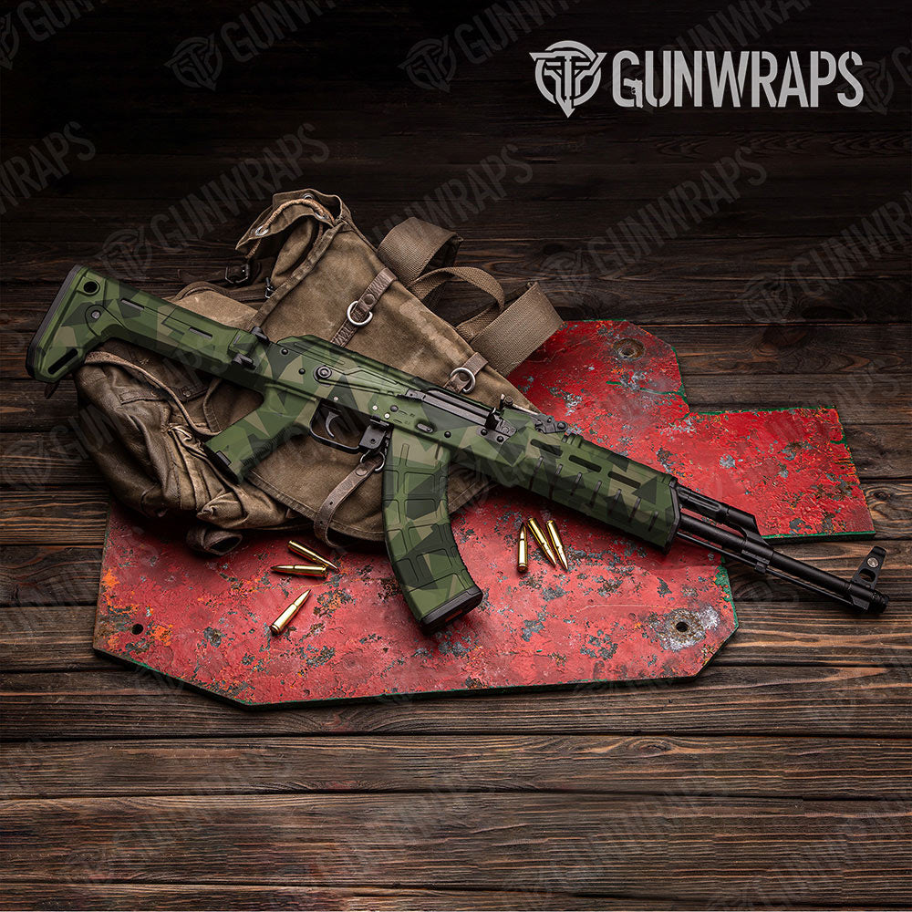 Shattered Army Green Gun Skin Vinyl Wrap