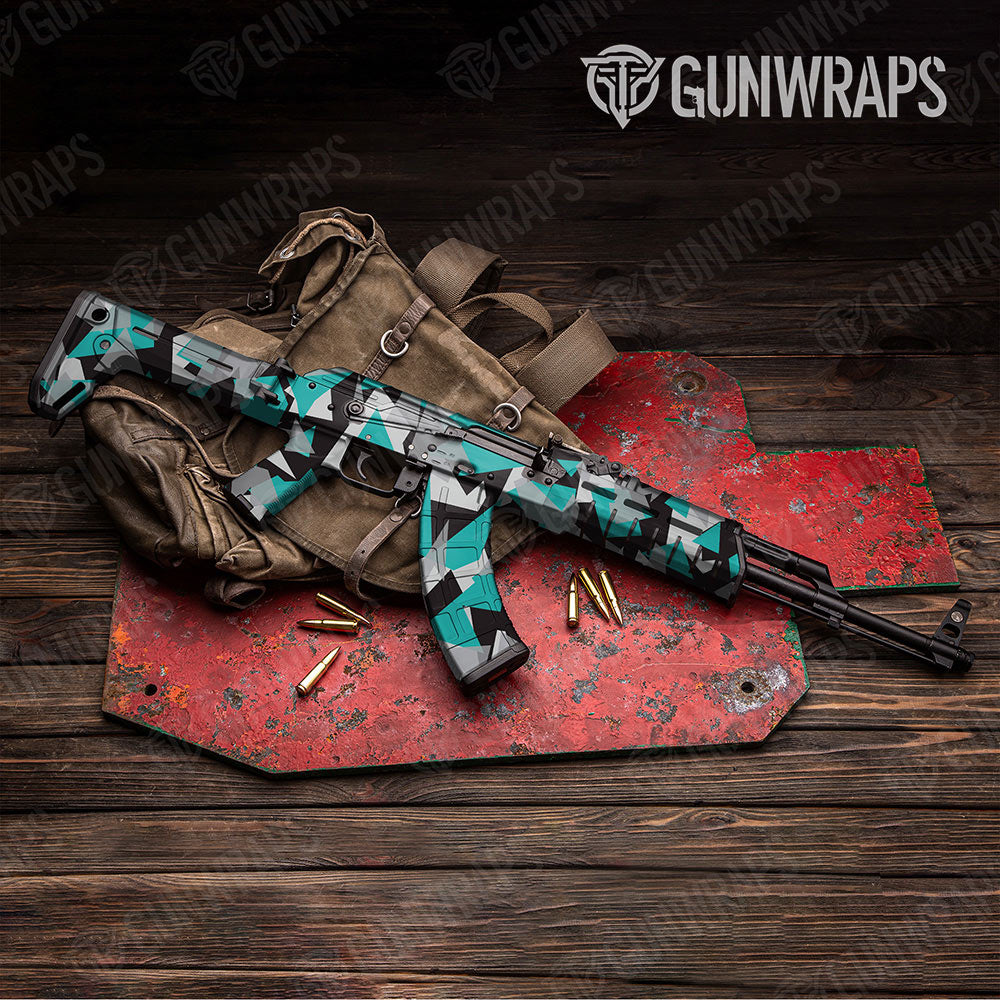 Shattered Tiffany Blue Tiger Gun Skin Vinyl Wrap