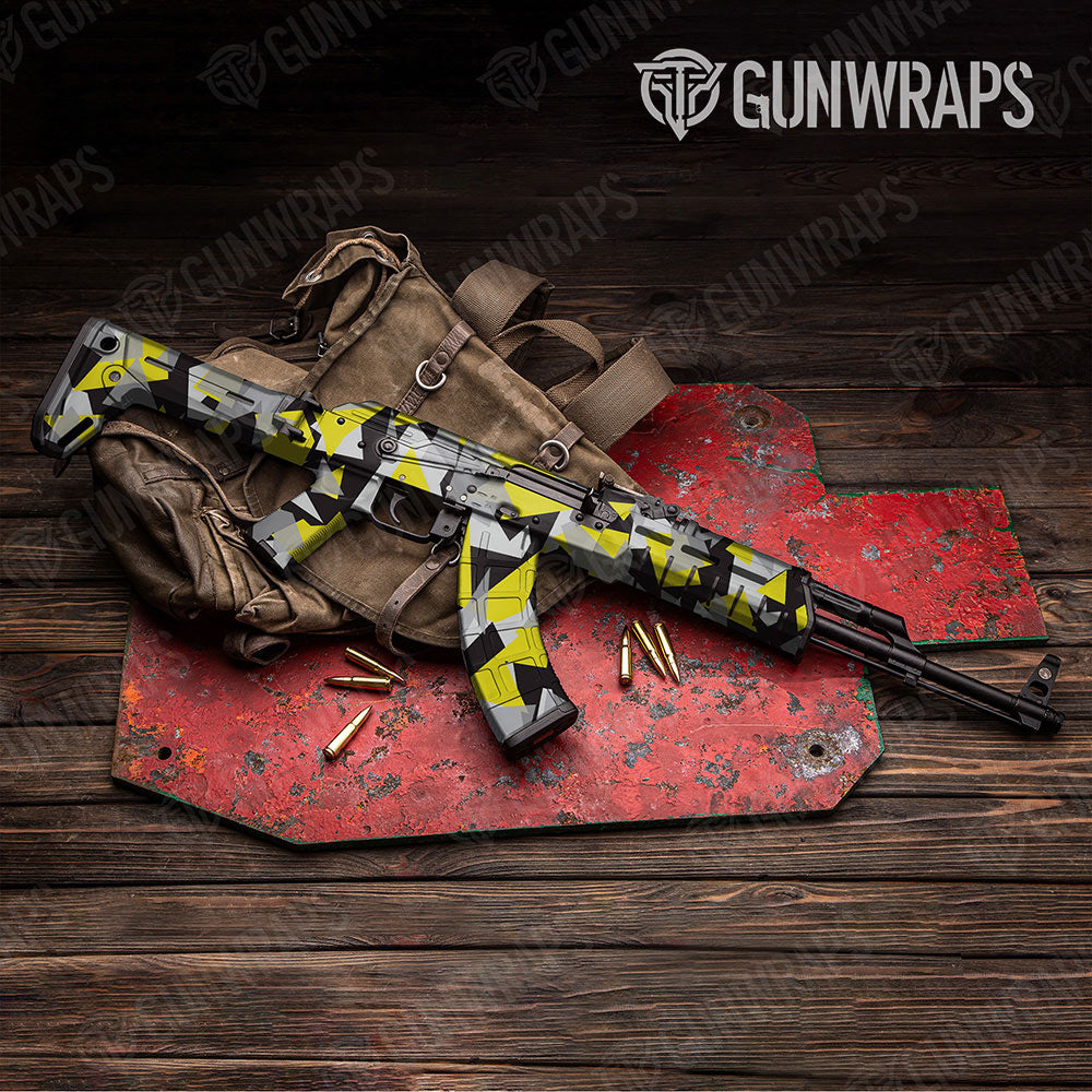 Shattered Yellow Tiger Gun Skin Vinyl Wrap