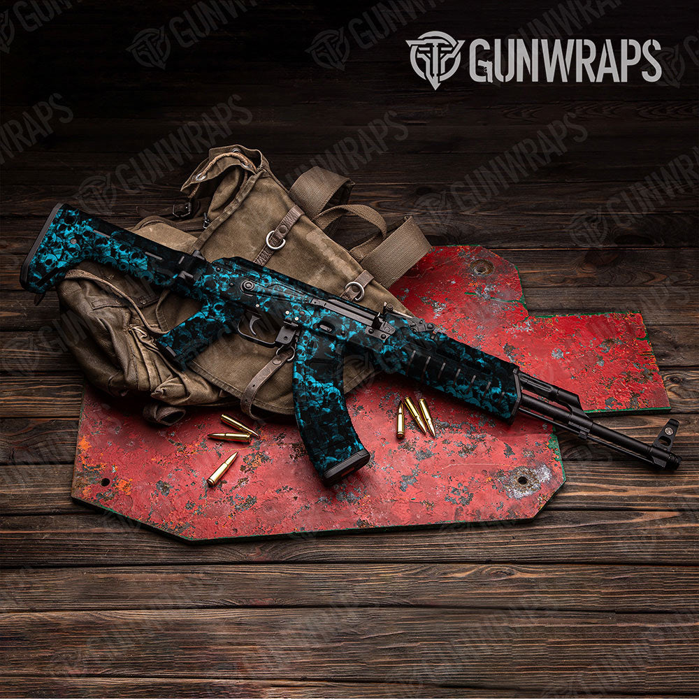 Skull Cyan Gun Skin Vinyl Wrap