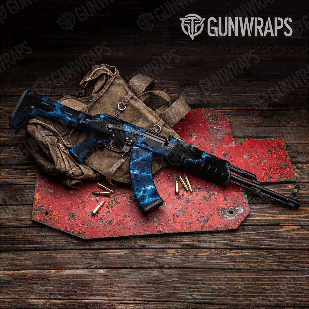 Stone Blue Lightning Marble Gun Skin Vinyl Wrap