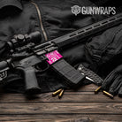 AR-15 Mag Well Bandana Magenta And White Gun Skin Vinyl Wrap