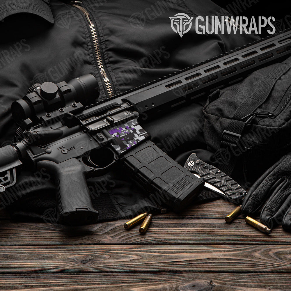 AR-15 Mag Well Digital Urban Purple Gun Skin Vinyl Wrap