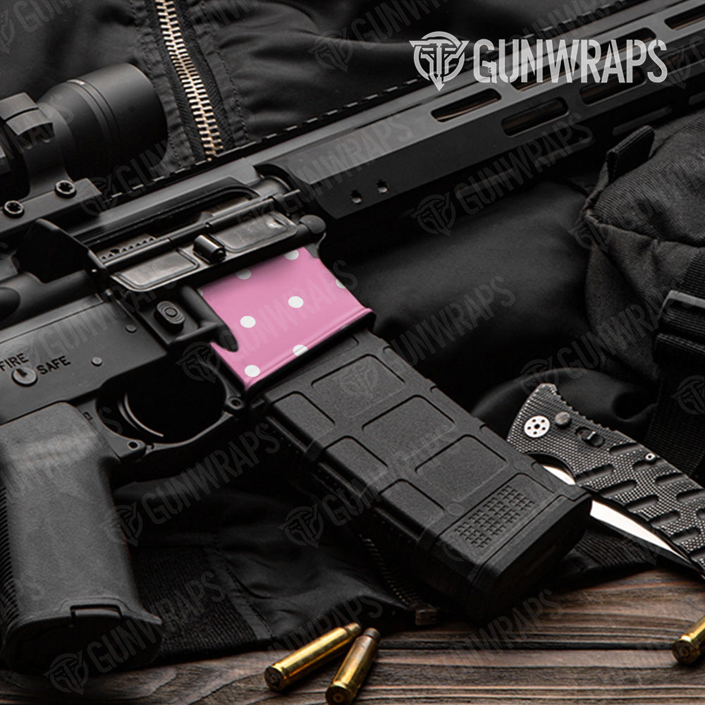 AR-15 Mag Well Dotted Pink Gun Skin Vinyl Wrap