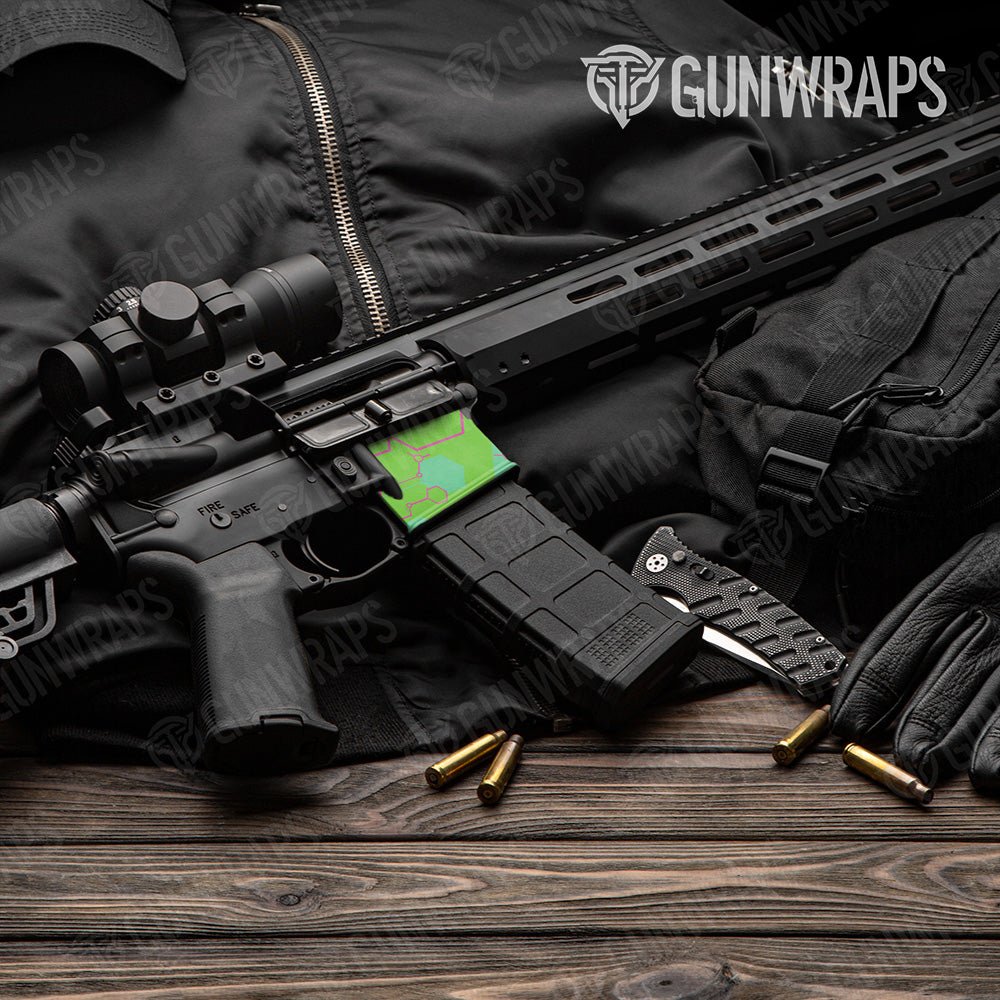AR 15 Mag Hex DNA Magenta Lime Gun Skin Vinyl Wrap