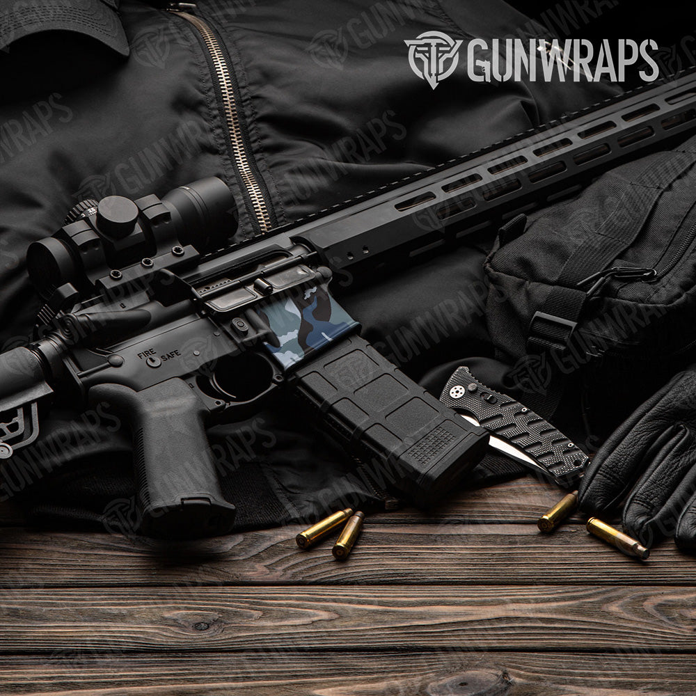AR-15 Mag Well Ragged Navy Gun Skin Vinyl Wrap