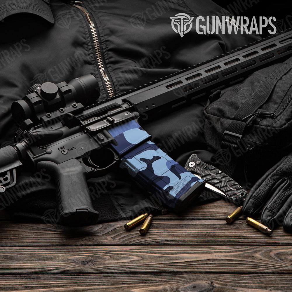 AR-15 Mag & Mag Well Classic Blue Urban Night Gun Skin Vinyl Wrap
