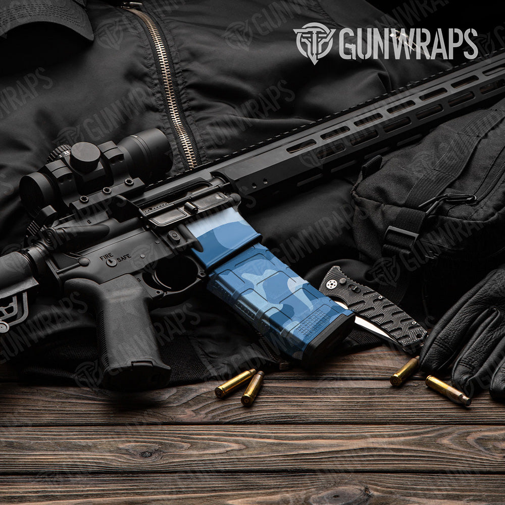 AR-15 Mag & Mag Well Classic Cool Blue Gun Skin Vinyl Wrap