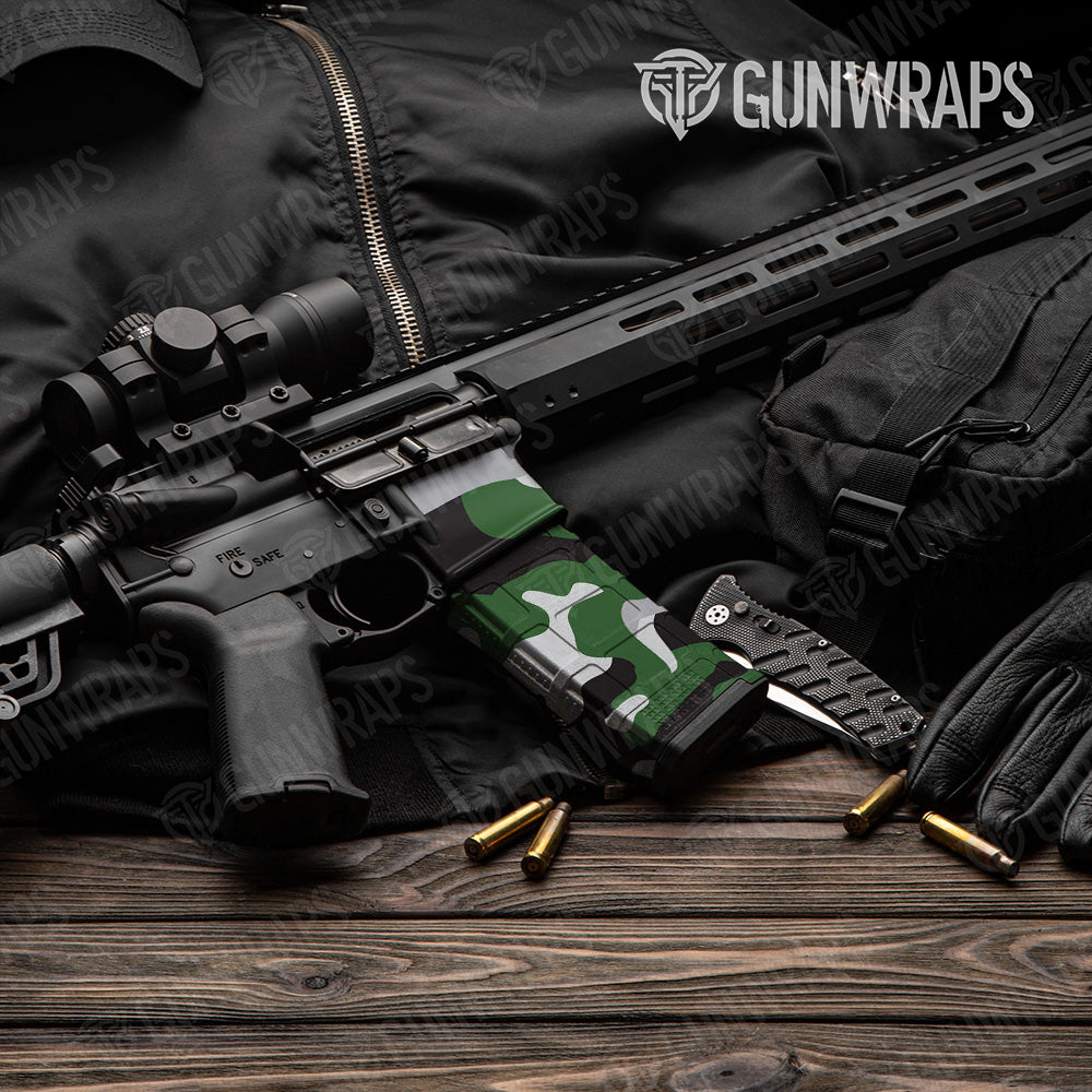 AR-15 Mag & Mag Well Classic Green Tiger Gun Skin Vinyl Wrap