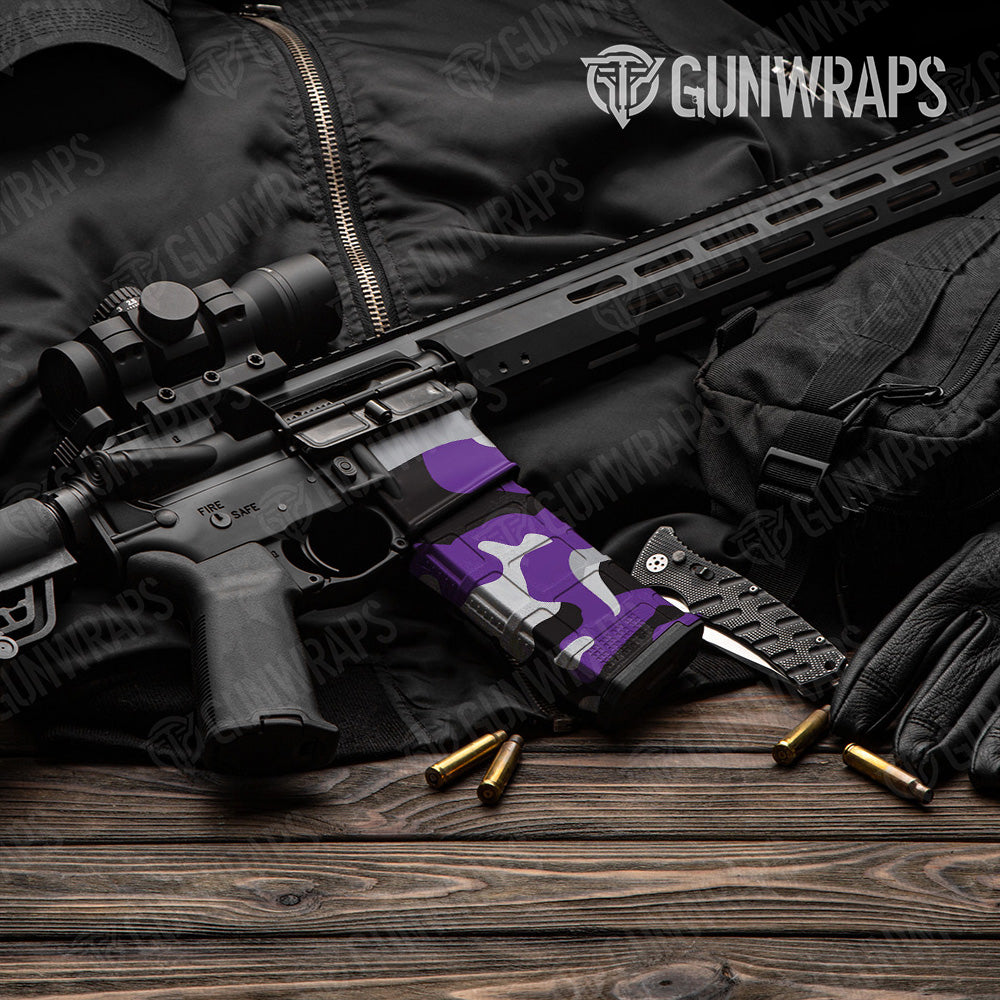 AR-15 Mag & Mag Well Classic Purple Tiger Gun Skin Vinyl Wrap