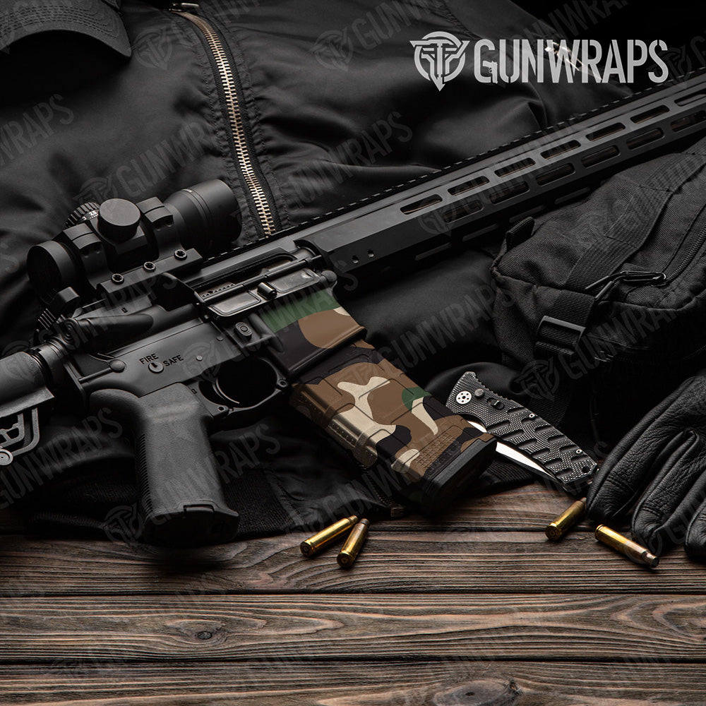 AR-15 Mag & Mag Well Classic Woodland Gun Skin Vinyl Wrap
