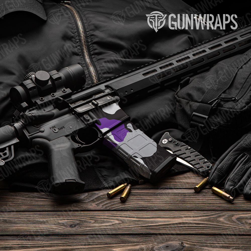 AR-15 Mag & Mag Well Cumulus Purple Tiger Gun Skin Vinyl Wrap