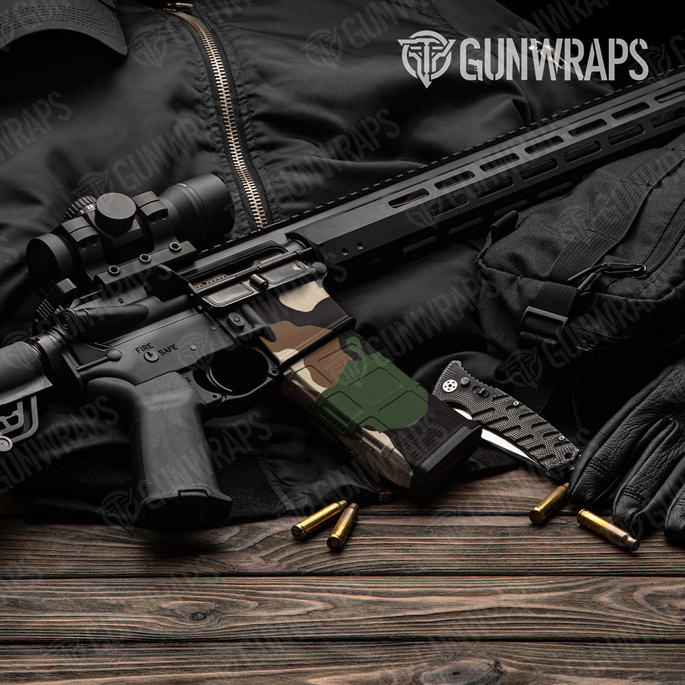 AR-15 Mag & Mag Well Cumulus Woodland Gun Skin Vinyl Wrap