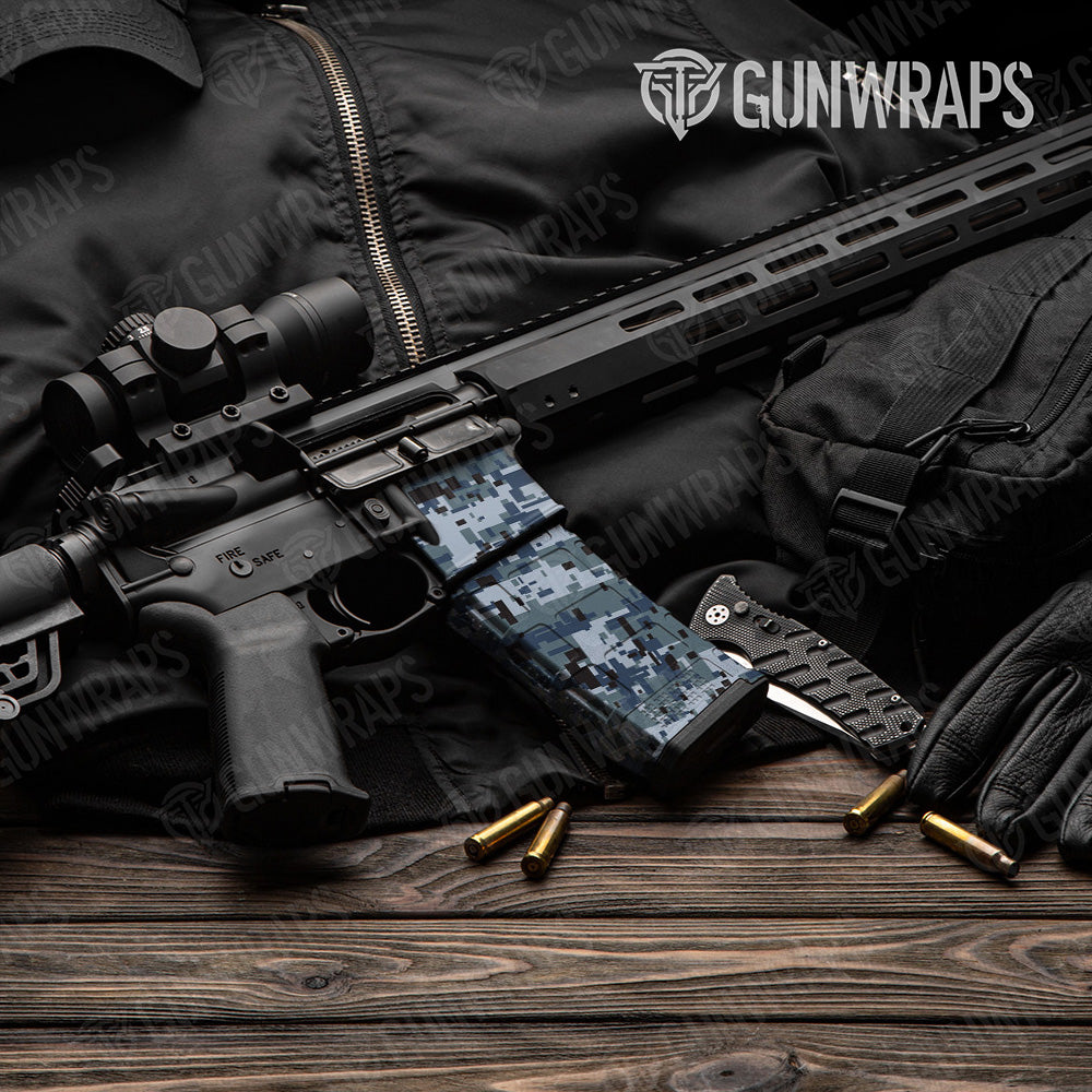 AR-15 Mag & Mag Well Digital Navy Gun Skin Vinyl Wrap