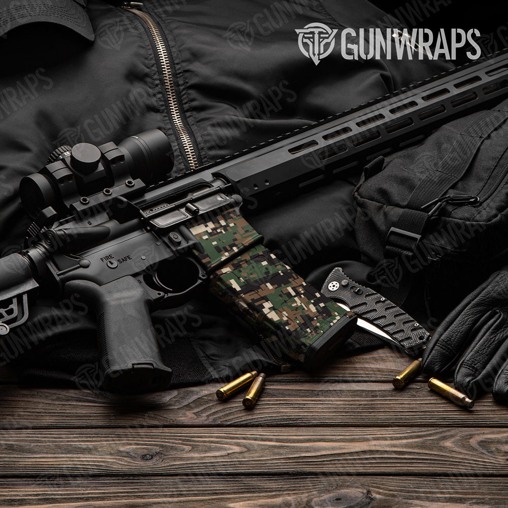 AR-15 Mag & Mag Well Digital Woodland Gun Skin Vinyl Wrap
