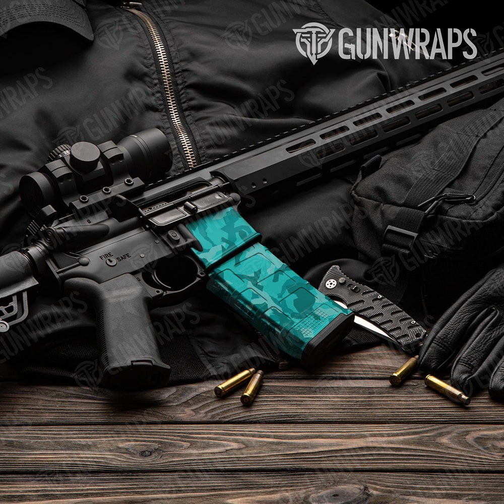AR-15 Mag & Mag Well Erratic Elite Tiffany Blue Gun Skin Vinyl Wrap