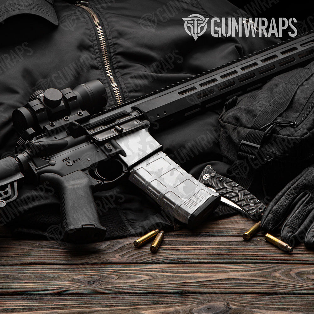 AR-15 Mag & Mag Well Erratic Elite White Gun Skin Vinyl Wrap