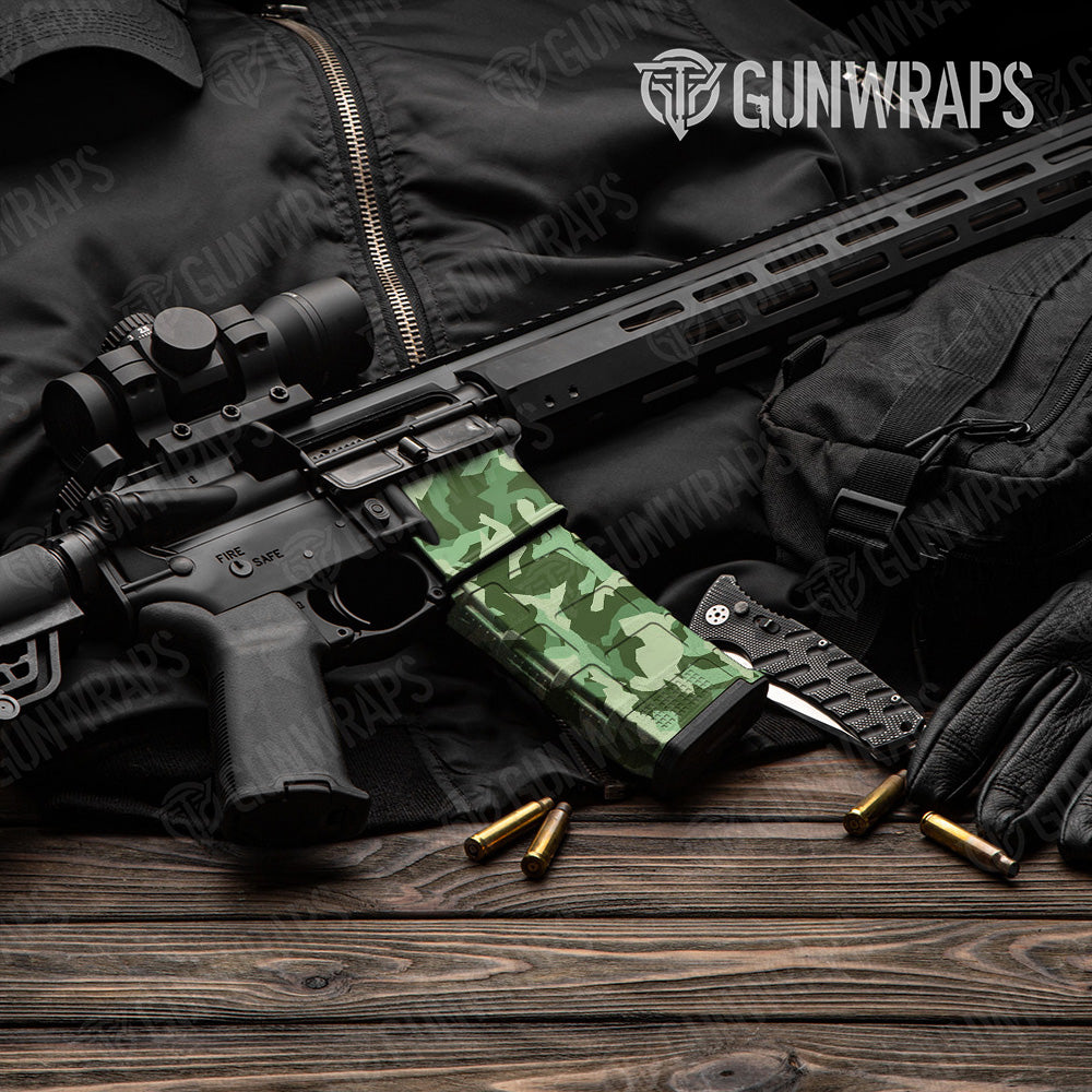 AR-15 Mag & Mag Well Erratic Pistachio Gun Skin Vinyl Wrap