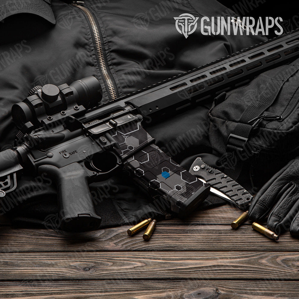 AR 15 Mag Hex DNA Blue Gun Skin Vinyl Wrap