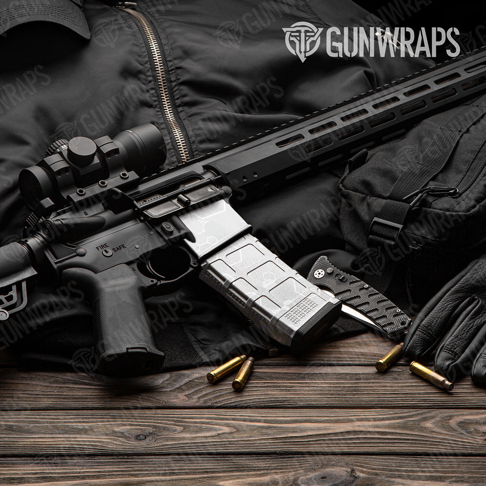 AR 15 Mag Hex DNA Elite White Gun Skin Vinyl Wrap