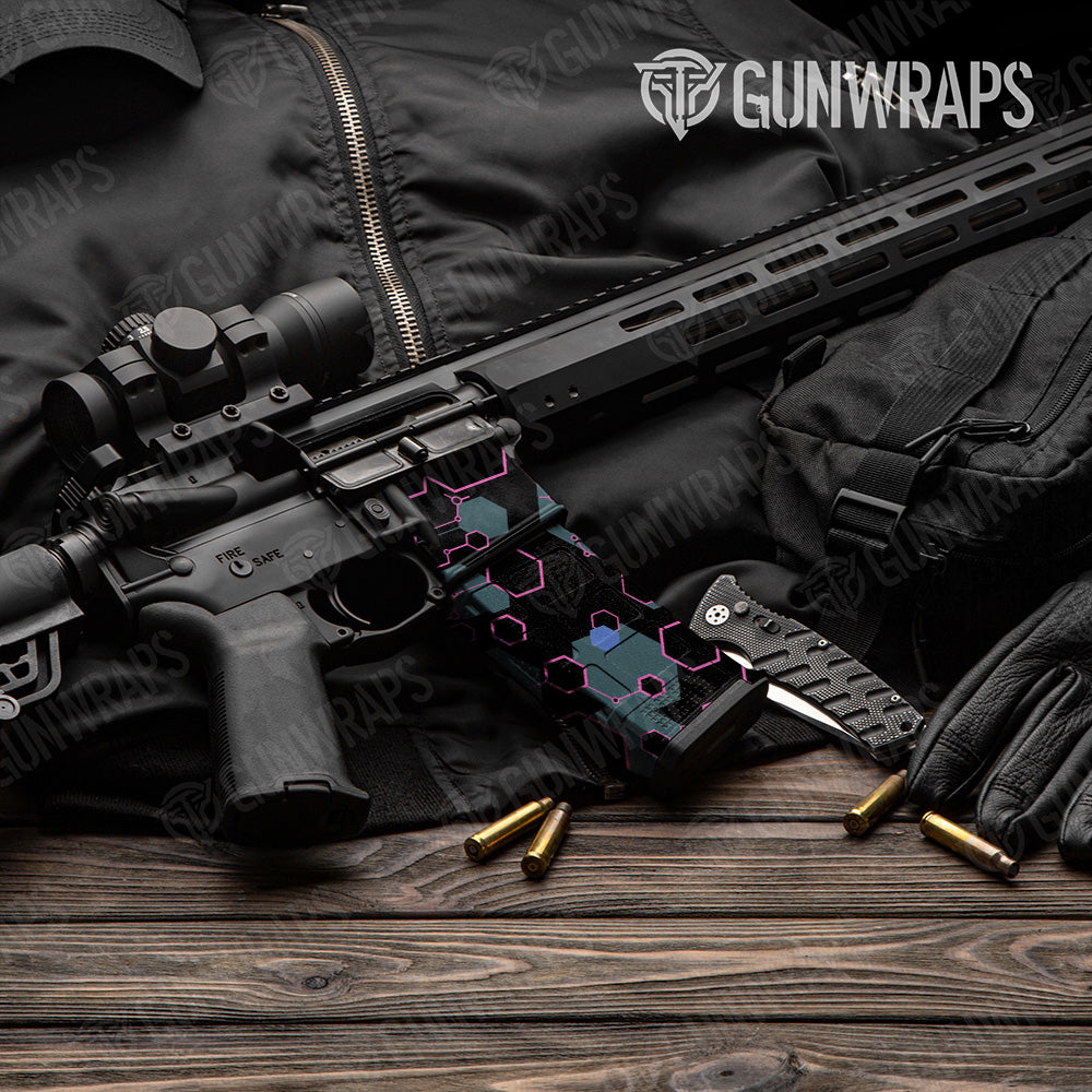 AR 15 Mag Hex DNA Magenta Frost Gun Skin Vinyl Wrap