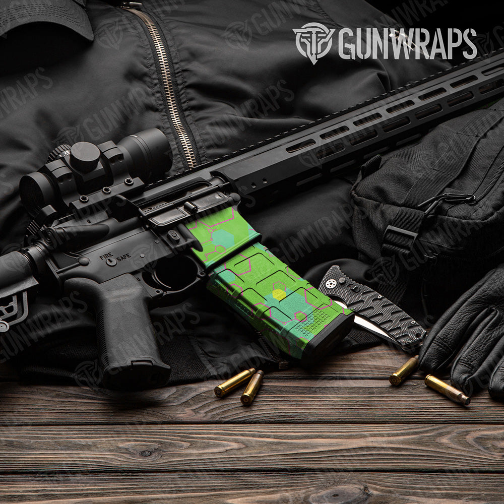 AR 15 Mag Hex DNA Magenta Lime Gun Skin Vinyl Wrap