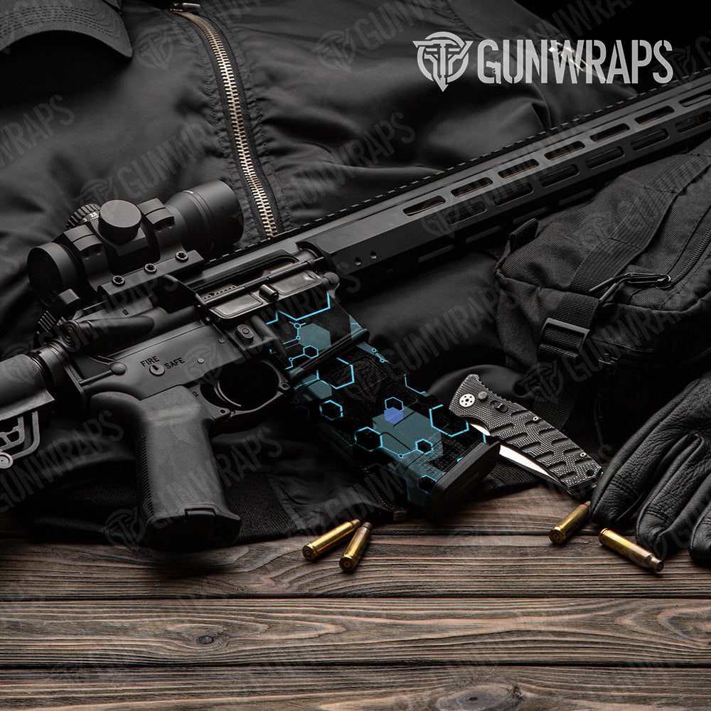 AR-15 Mag & Mag Well Hex DNA Midnight Frost Gun Skin Vinyl Wrap