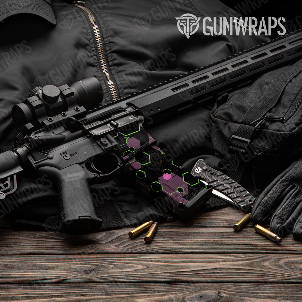 AR 15 Mag Hex DNA Neon Night Gun Skin Vinyl Wrap