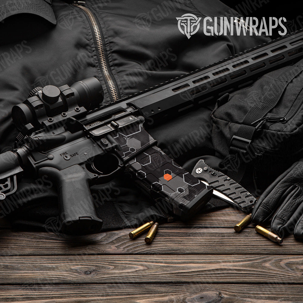 AR 15 Mag Hex DNA Orange Gun Skin Vinyl Wrap