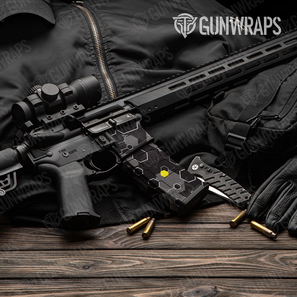 AR 15 Mag Hex DNA Yellow Gun Skin Vinyl Wrap