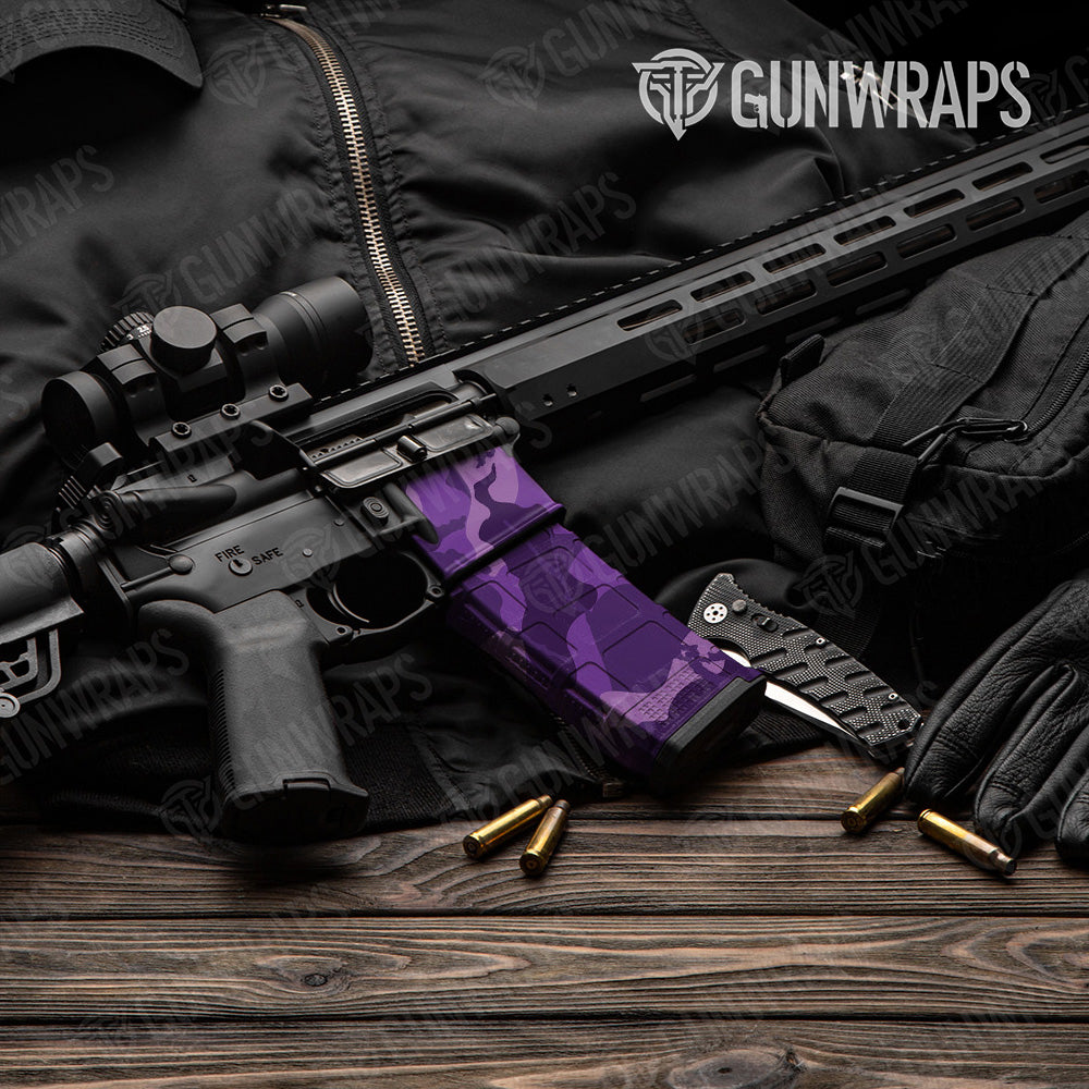 AR-15 Mag & Mag Well Ragged Elite Purple Gun Skin Vinyl Wrap
