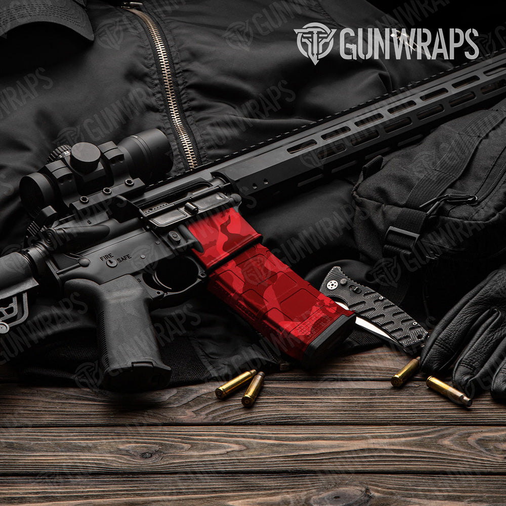 AR-15 Mag & Mag Well Ragged Elite Red Gun Skin Vinyl Wrap