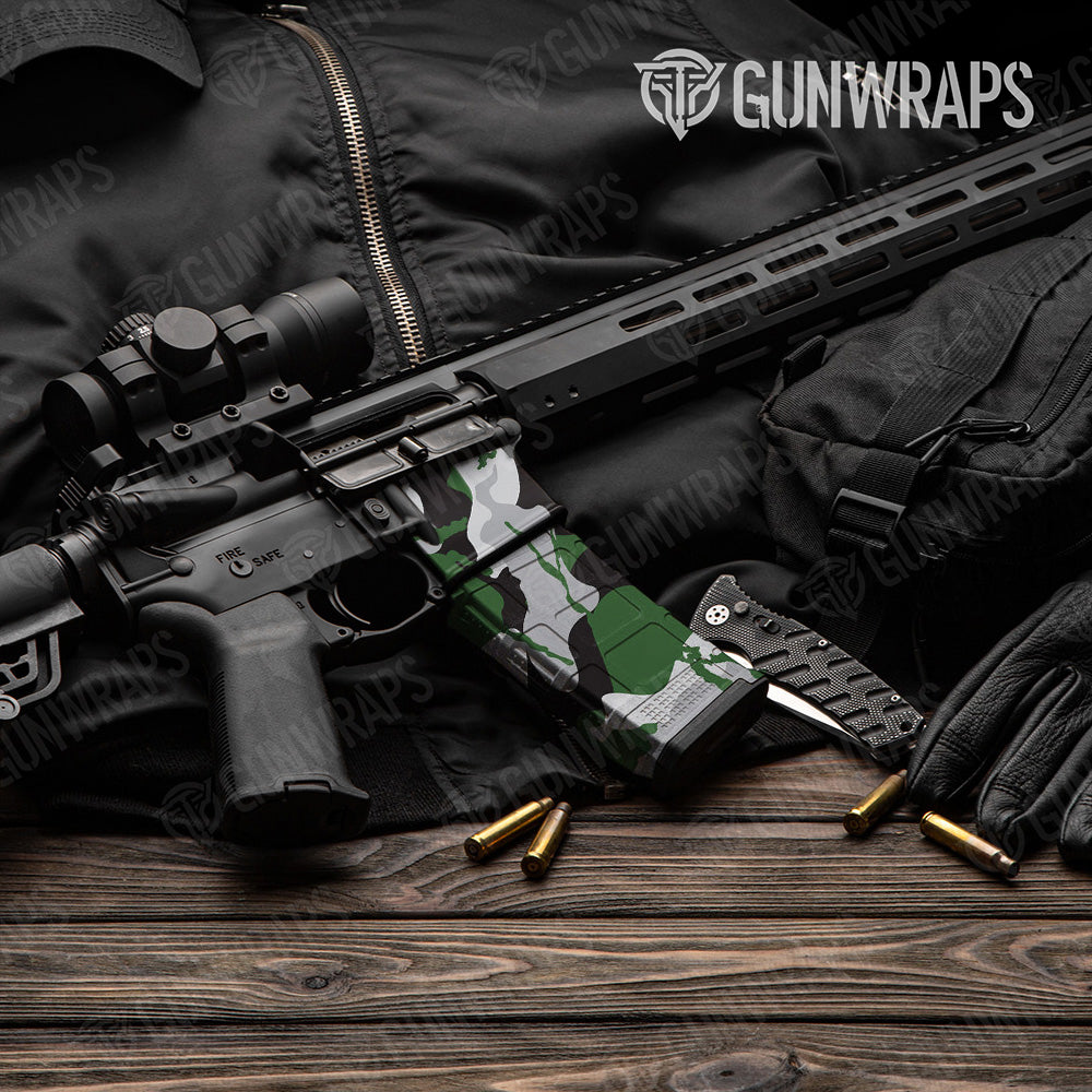 AR-15 Mag & Mag Well Ragged Green Tiger Gun Skin Vinyl Wrap