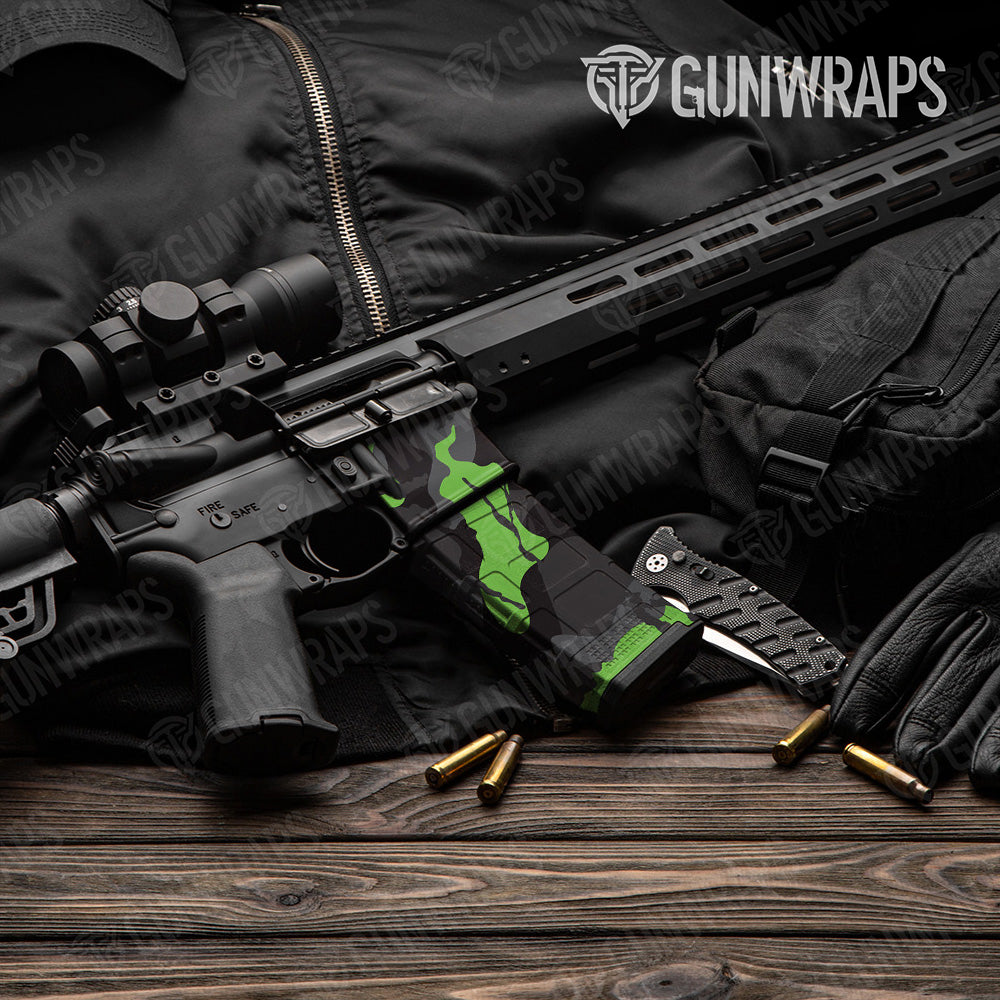 AR-15 Mag & Mag Well Ragged Metro Green Gun Skin Vinyl Wrap