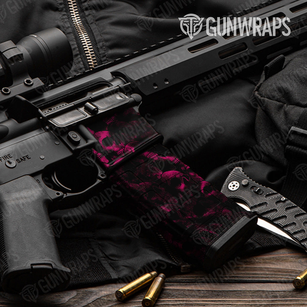 AR-15 Mag & Mag Well Skull Magenta Gun Skin Vinyl Wrap