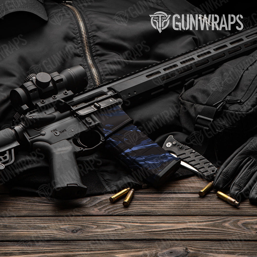 AR-15 Mag & Mag Well Vietnam Tiger Stripe Blue Midnight Gun Skin Vinyl Wrap