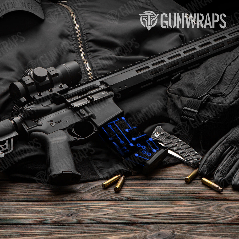 AR 15 Mag Circuit Board Blue Gun Skin Vinyl Wrap