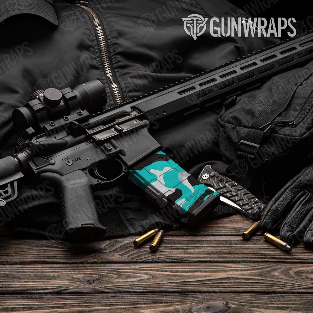 AR-15 Mag Classic Tiffany Blue Tiger Gun Skin Vinyl Wrap