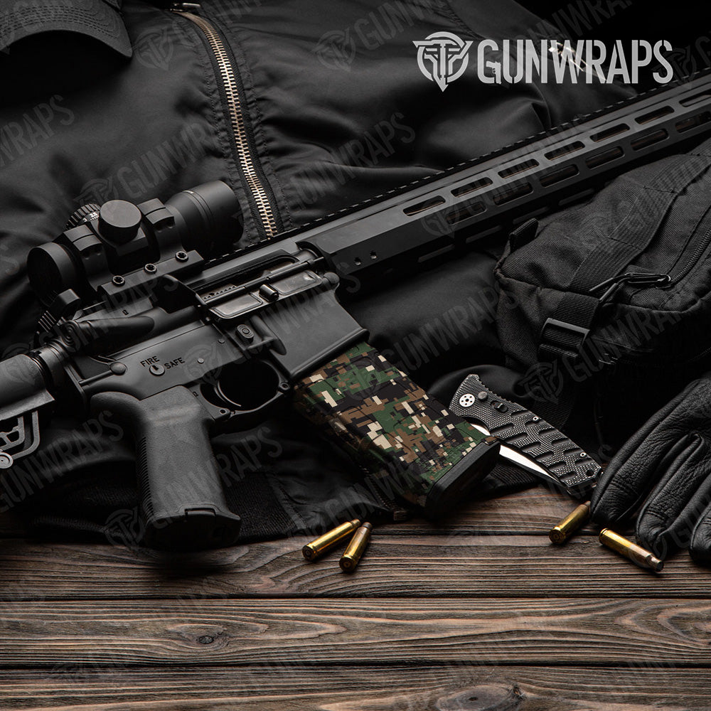 AR-15 Mag Digital Woodland Gun Skin Vinyl Wrap