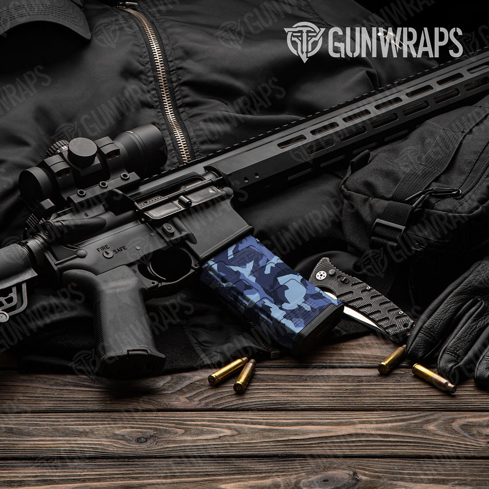 AR-15 Mag Erratic Blue Urban Night Gun Skin Vinyl Wrap