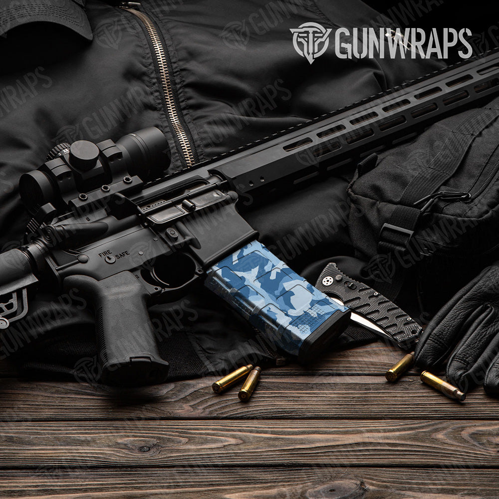 AR-15 Mag Erratic Cool Blue Gun Skin Vinyl Wrap