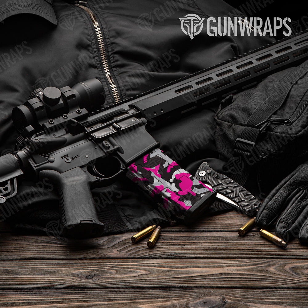 AR-15 Mag Erratic Magenta Tiger Gun Skin Vinyl Wrap