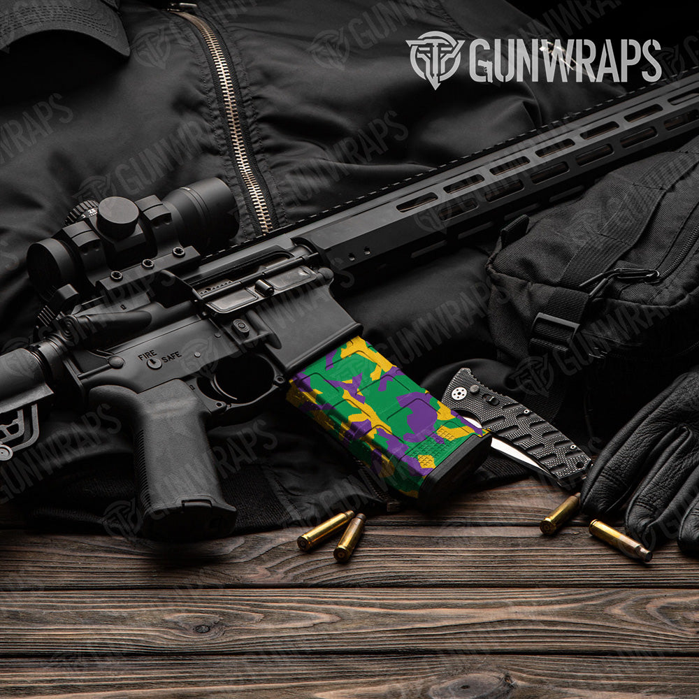 AR-15 Mag Erratic Mardi Gras Gun Skin Vinyl Wrap