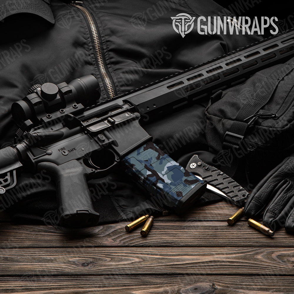 AR-15 Mag Erratic Navy Gun Skin Vinyl Wrap