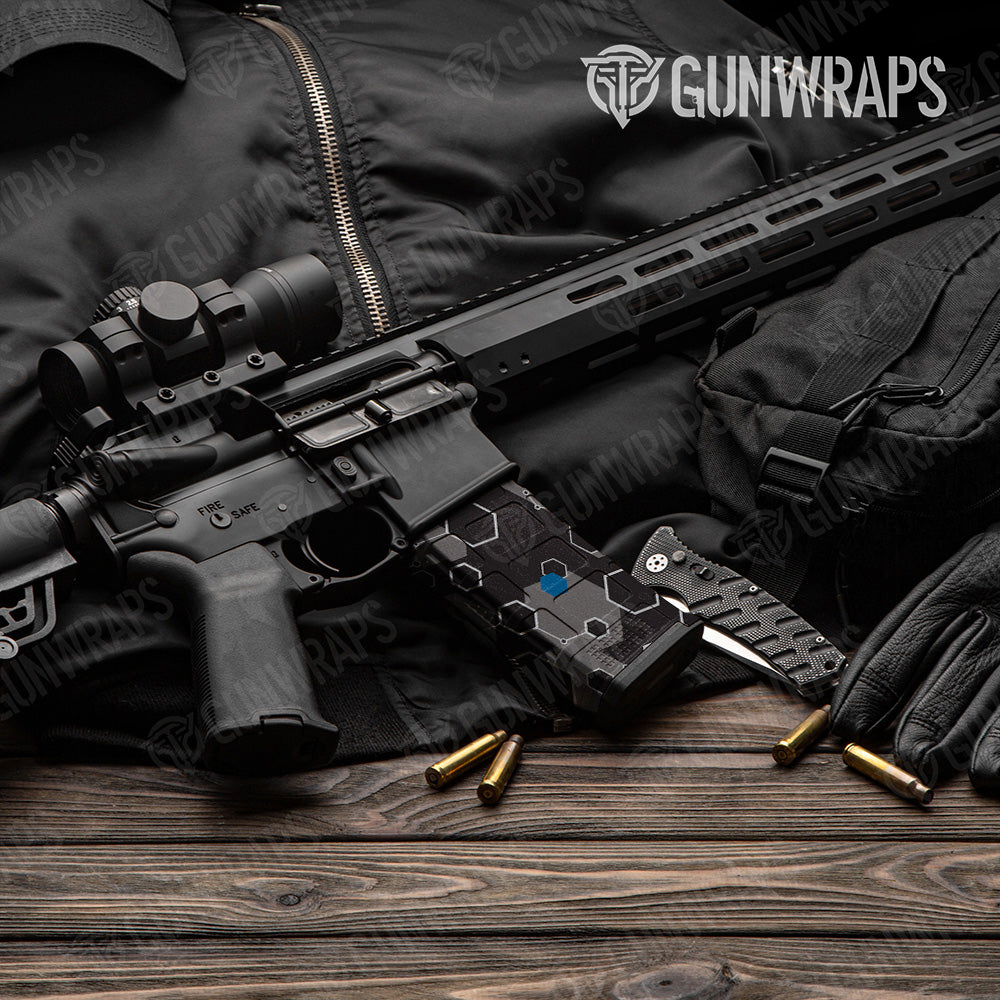 AR 15 Mag Hex DNA Blue Gun Skin Vinyl Wrap